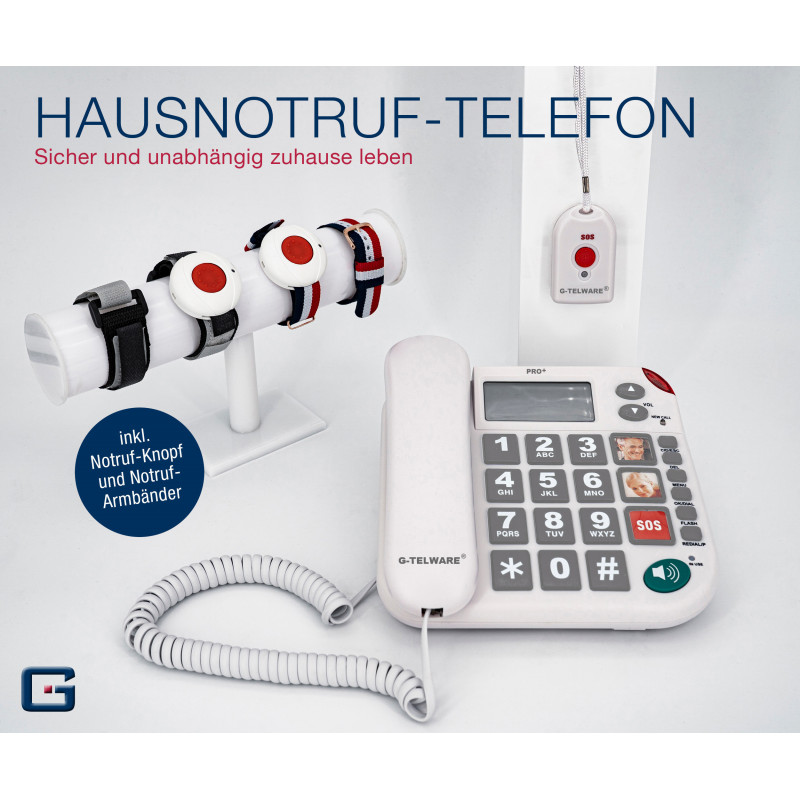PRO+(G-TELWARE®)(Nouveauté mondiale) Silence SOS Technique Téléphone senior Appel d'urgence 2025/ SOSParam.einstellb.