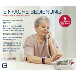 PRO+(G-TELWARE®)(Weltneuheit) Silence SOS Technik Seniorentelefon Notruf 2025er/ SOSParam.einstellb.