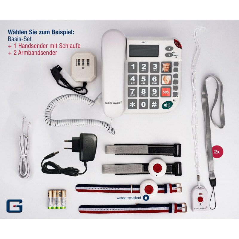PRO+(G-TELWARE®)(Nouveauté mondiale) Silence SOS Technique Téléphone senior Appel d'urgence 2025/ SOSParam.einstellb.