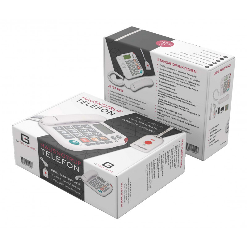 PRO+(G-TELWARE®)(Weltneuheit) Silence SOS Technik Seniorentelefon Notruf 2025er/ SOSParam.einstellb.