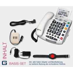 G-TELWARE® (ELDAT-variant!) 2024 model seniorentelefoon Noodoproeptelefoon voor senioren met draadloze SOS-zender