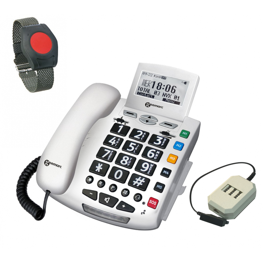 G-TELWARE® (ELDAT-variant!) 2024 model seniorentelefoon Noodoproeptelefoon voor senioren met draadloze SOS-zender