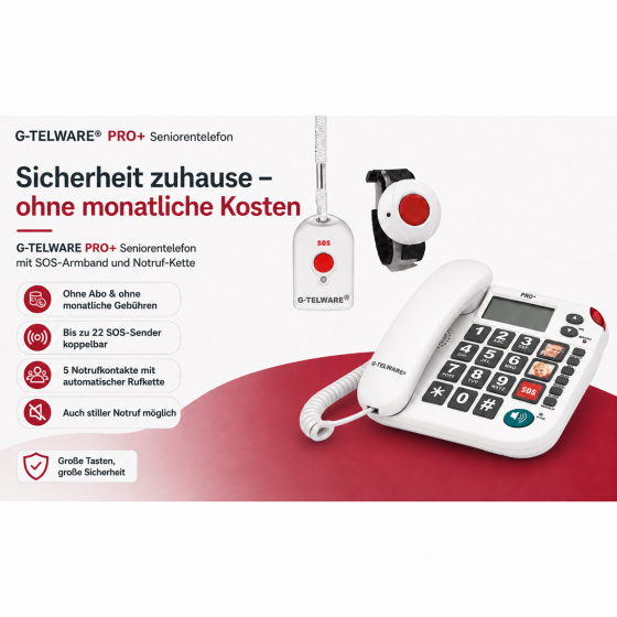 PRO+(G-TELWARE®)(world first) Silence SOS technology senior phone Emergency call 2025s/ SOSParam.einstellb.