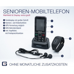 SENIORENHANDY GPS (Firmware 2021!)Notrufarmband Powered by G-TELWARE® Handy,  mit FUNKARMBAND, DEUTSCHES MENÜ