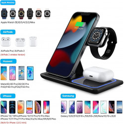 G-TELWARE® 3/4 в 1 складная, беспроводная зарядка, QI индукционный магазин для iPhone/iWatch/Airpod/Android (3-IN-1, SCHNEEWEISS