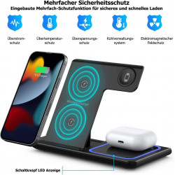 G-TELWARE® 3/4 in 1 opvouwbaar, draadloos opladen, QI inductie opladen voor iPhone/iWatch/Airpod/Android (3-IN-1, SNOW WHITE) : 
