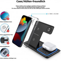 G-TELWARE® 3/4 в 1 складная, беспроводная зарядка, QI индукционный магазин для iPhone/iWatch/Airpod/Android (3-IN-1, SCHNEEWEISS